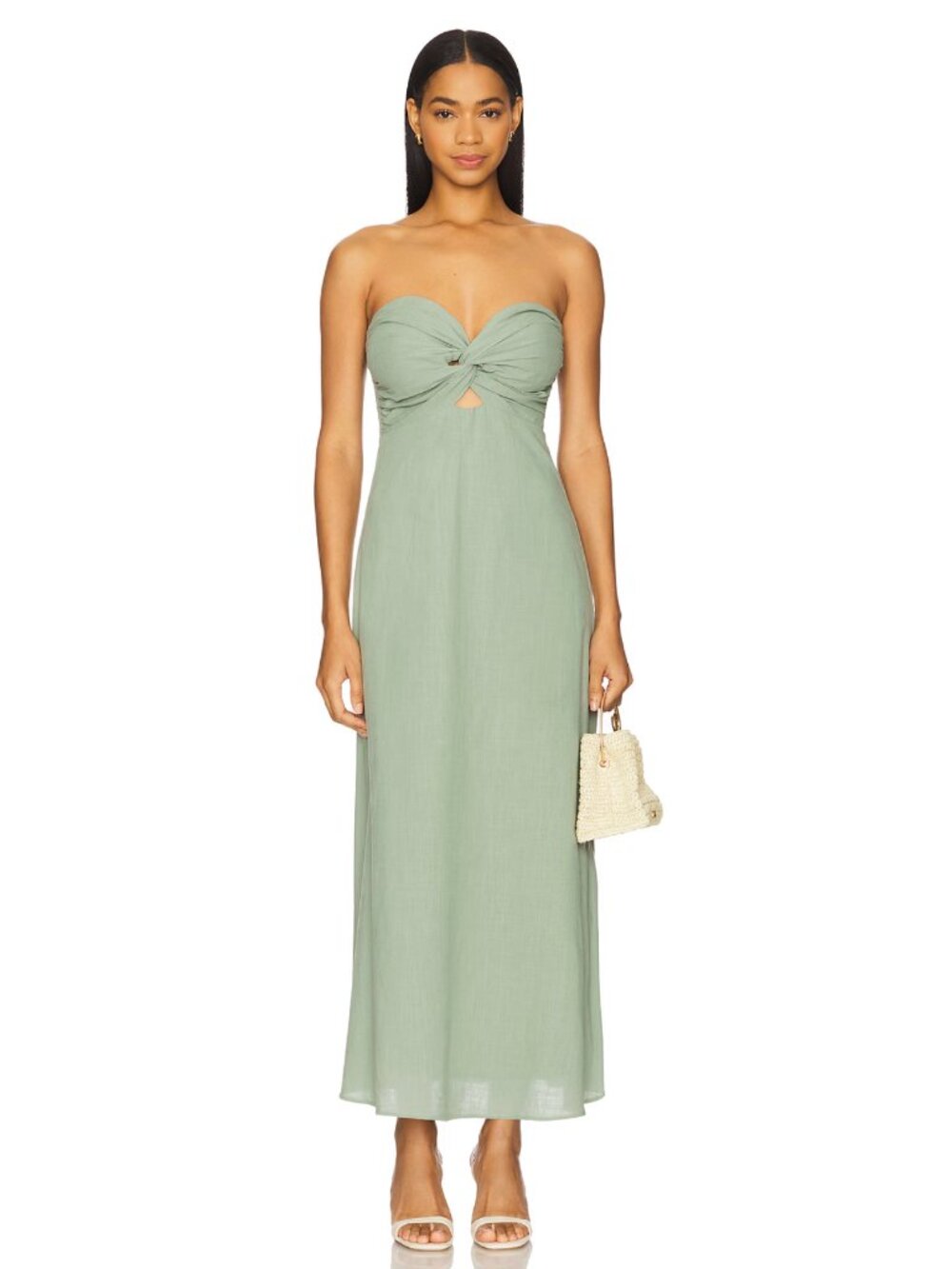 NEW SNDYS x REVOLVE Lilly Maci Dress in Sage Green Cotton Lily Strapless